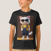 "Whiskered Workmate: Vrolijke kat in Pixar-stijl" T-shirt (Voorkant)