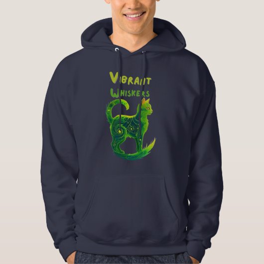 Whiskers Aglow: stralend groen en gele kat Hoodie (Voorkant)