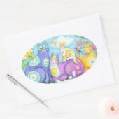 Whiskers and Spint, CAT-VRIENDS-STICKERS Ovale Sticker (Envelop)