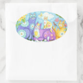Whiskers and Spint, CAT-VRIENDS-STICKERS Ovale Sticker (Tas)