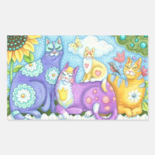 Whiskers and Spint, CAT-VRIENDS-STICKERS Rechthoekige Sticker (Voorkant)