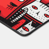 Whiskers and Wonders: Rood Terwijl Zwarte Kat Lief Bureaumat (Hoek)