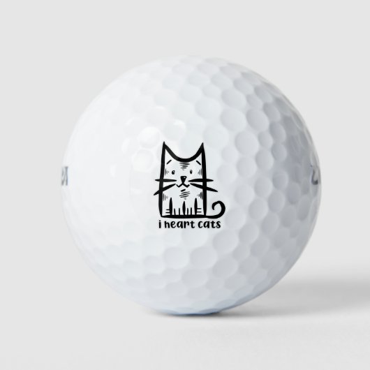 Whiskers Cat, I heart cats Golfballen (Voorkant)