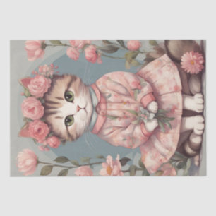 Whiskers en Blooms: De stijlvolle katachtige decou Tissuepapier