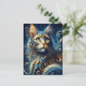 Whiskers en saffier: Een Katten Blauwe-Eyed Gaze Briefkaart (Staand voorkant)