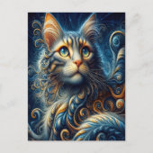 Whiskers en saffier: Een Katten Blauwe-Eyed Gaze Briefkaart (Voorkant)