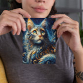 Whiskers en saffier: Een Katten Blauwe-Eyed Gaze Briefkaart