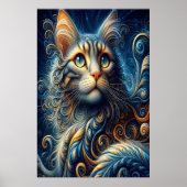 Whiskers en saffier: Een Katten Blauwe-Eyed Gaze Poster (Voorkant)