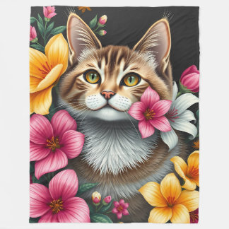 Whiskers in een bloemenwonderland fleece deken