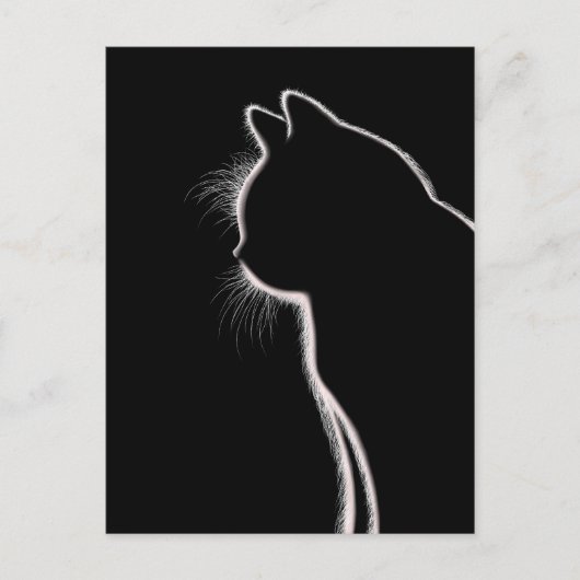 Whiskers in het donker | Cat Whisker Silhouette Briefkaart (Voorkant)