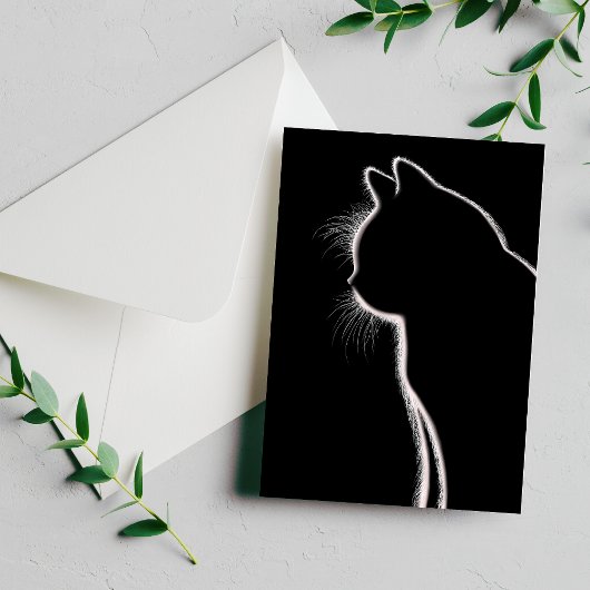 Whiskers in het donker | Cat Whisker Silhouette Briefkaart