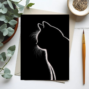 Whiskers in het donker   Cat Whisker Silhouette Briefkaart