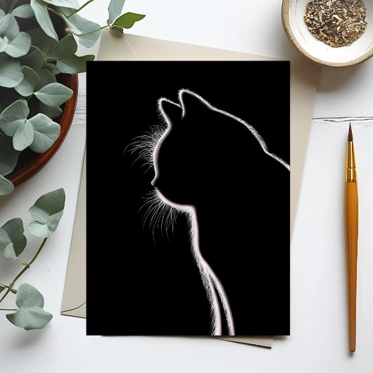 Whiskers in het donker | Cat Whisker Silhouette Briefkaart