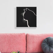 Whiskers in het donker | Cat Whisker Silhouette Canvas Afdruk (Insitu (Woonkamer))