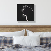 Whiskers in het donker | Cat Whisker Silhouette Canvas Afdruk (Insitu (Slaapkamer))