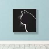 Whiskers in het donker | Cat Whisker Silhouette Canvas Afdruk (Insitu (Houten vloer))