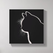 Whiskers in het donker | Cat Whisker Silhouette Canvas Afdruk (Voorkant)