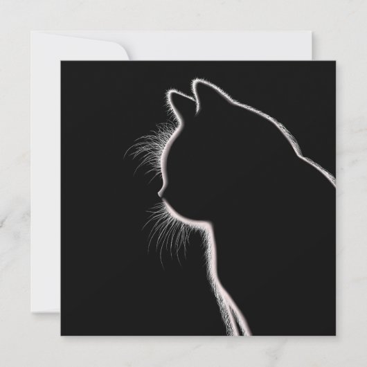 Whiskers in het donker | Cat Whisker Silhouette Kaart (Voorkant)