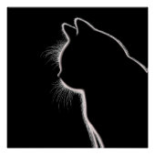 Whiskers in het donker | Cat Whisker Silhouette Perfect Poster (Voorkant)