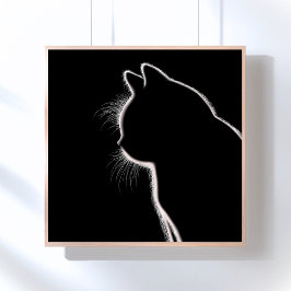 Whiskers in het donker | Cat Whisker Silhouette Perfect Poster