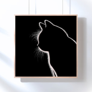 Whiskers in het donker   Cat Whisker Silhouette Perfect Poster