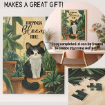 Whiskers in the Garden: Happiness Blooms Legpuzzel<br><div class="desc">This charming puzzle brings together the tranquility of nature and the warmth of a sweet black-and-white cat. Surrounded by lush green plants, the message "Happiness Blooms Here" offers a serene reminder that joy can be found in the simplest moments. Perfect for cat lovers, plant enthusiasts, or anyone looking to add...</div>