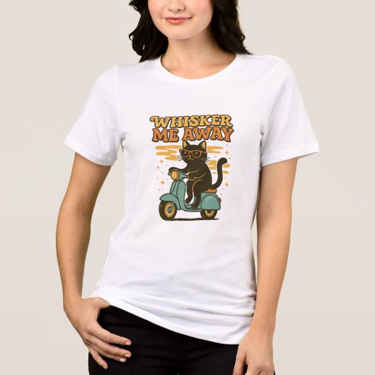 Whiskers Me Away Retro Cat Tri-Blend Shirt (Voorkant)