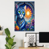 Whiskers of Light: Een kat die in de zon bakt Poster (Thuiskantoor)