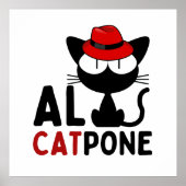 Whiskers of Mischief:  Al Catpone | black cat Poster (Voorkant)