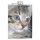 Whiskers of Trouble: Het ondeugende Tabby Kitten Heupfles (Voorkant)