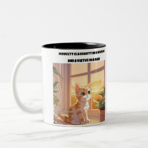 Whiskers of Wisdom: De Kat Tweekleurige Koffiemok