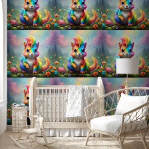 Whiskers of Wonder: de regenboog eenhoorn eekhoorn Behang