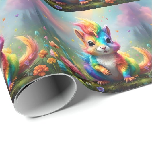 Whiskers of Wonder: de regenboog eenhoorn eekhoorn Cadeaupapier (Rol Hoek)