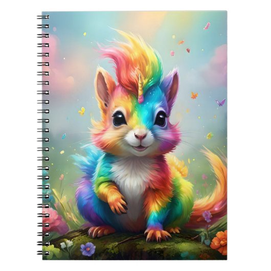 Whiskers of Wonder: de regenboog eenhoorn eekhoorn Notitieboek (Voorkant)
