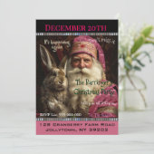 Whiskers Roze Sinterklaas Kerstfeest Kaart (Staand voorkant)