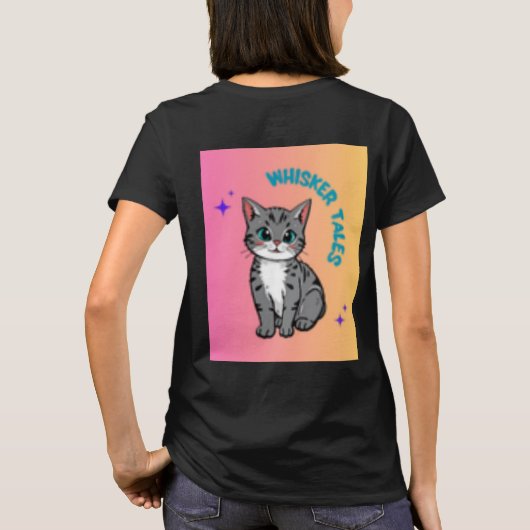 Whiskers & Tales | Whimsical Cat Storybook T-shirt (Achterkant)
