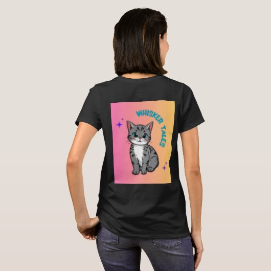 Whiskers & Tales | Whimsical Cat Storybook T-shirt (Achterkant volledig)