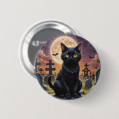 Whiskers van het Heksenuur - Black Cat Ronde Button 5,7 Cm (Voorkant /achterkant)