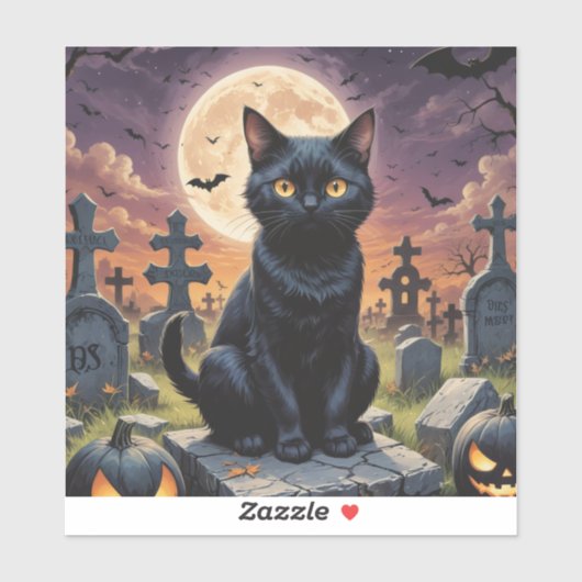 Whiskers van het Heksenuur - Black Cat Sticker (Vel)