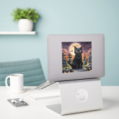 Whiskers van het Heksenuur - Black Cat Sticker (Laptop op bureau)