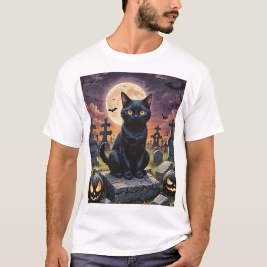 Whiskers van het Heksenuur - Black Cat T-shirt (Voorkant)