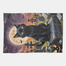 Whiskers van het Heksenuur - Black Cat Theedoek