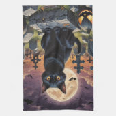 Whiskers van het Heksenuur - Black Cat Theedoek (Verticaal)