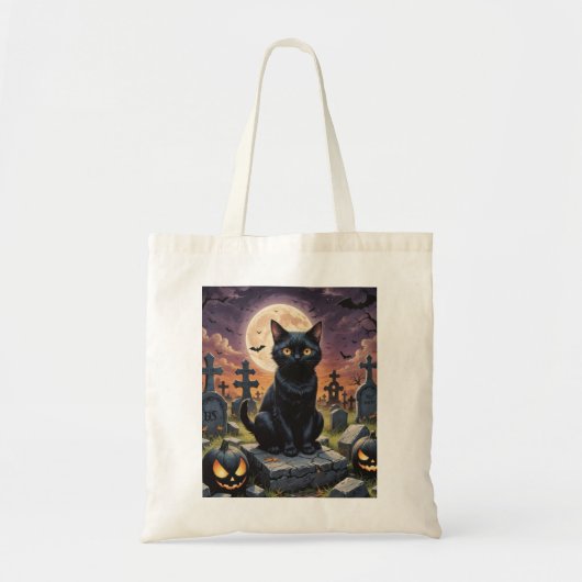 Whiskers van het Heksenuur - Black Cat Tote Bag (Voorkant)