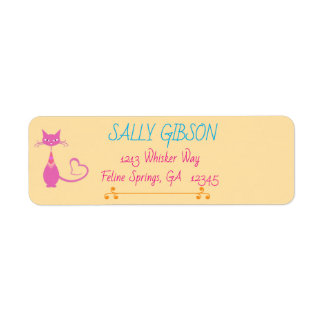 Whiskers & Vows Rosy Feline Huwelijksadreslabels Etiket