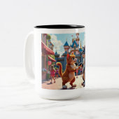 Whiskers & Wishes: Fairytale Feline Wedding Bliss Tweekleurige Koffiemok (Voorkant links)