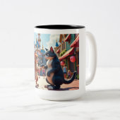 Whiskers & Wishes: Fairytale Feline Wedding Bliss Tweekleurige Koffiemok (Voorkant rechts)