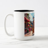 Whiskers & Wishes: Fairytale Feline Wedding Bliss Tweekleurige Koffiemok (Links)