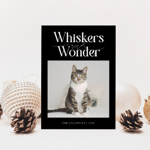 Whiskers & Wonder Cat Foto Black Christmas Feestdagenkaart