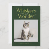 Whiskers & Wonder Cat Foto Groene Kerst Feestdagenkaart (Voorkant)